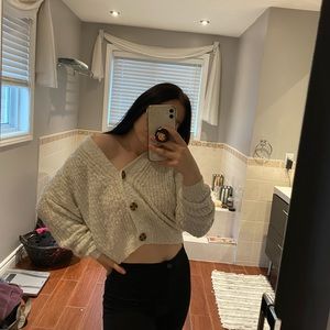 Cropped knit sweater